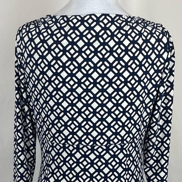 Lauren Ralph Lauren Navy Cream Ruched Party Date Dress NWOT Size 8 - Picture 6 of 13